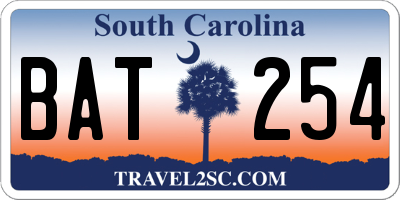 SC license plate BAT254