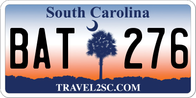 SC license plate BAT276