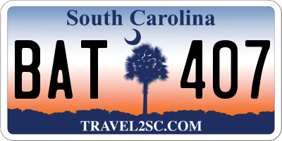 SC license plate BAT407