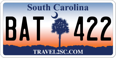 SC license plate BAT422