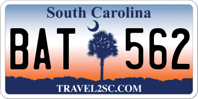 SC license plate BAT562