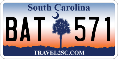SC license plate BAT571