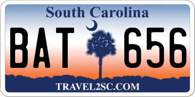 SC license plate BAT656