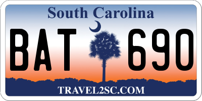 SC license plate BAT690