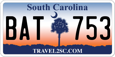 SC license plate BAT753