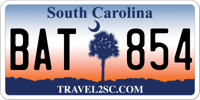 SC license plate BAT854