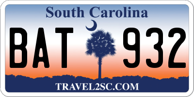 SC license plate BAT932