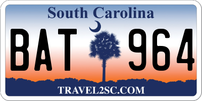 SC license plate BAT964