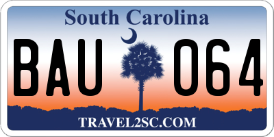 SC license plate BAU064