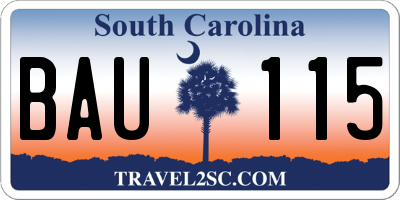 SC license plate BAU115