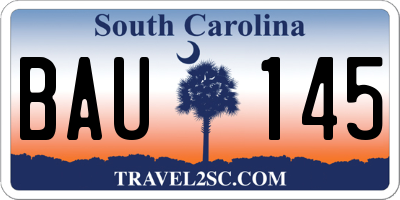 SC license plate BAU145