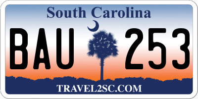 SC license plate BAU253