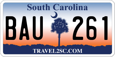 SC license plate BAU261