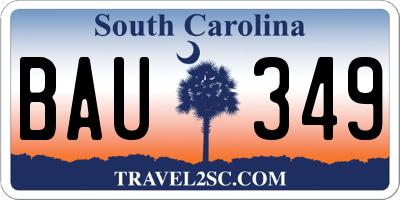 SC license plate BAU349