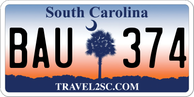 SC license plate BAU374