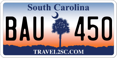 SC license plate BAU450