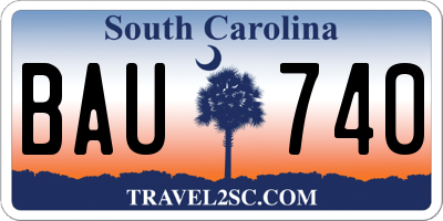 SC license plate BAU740