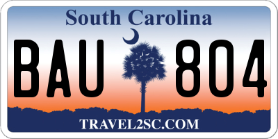 SC license plate BAU804