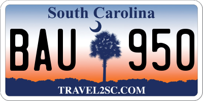 SC license plate BAU950