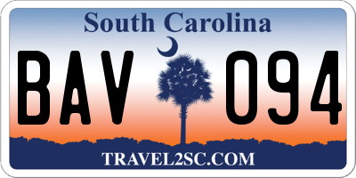 SC license plate BAV094