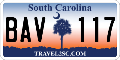 SC license plate BAV117