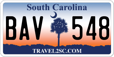 SC license plate BAV548