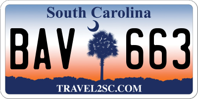 SC license plate BAV663