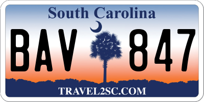 SC license plate BAV847