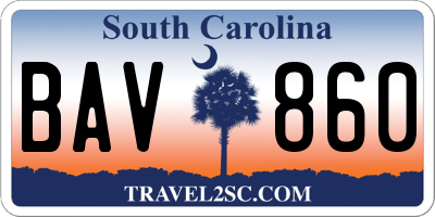 SC license plate BAV860