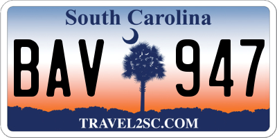 SC license plate BAV947