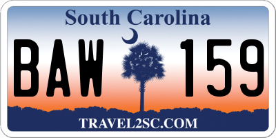 SC license plate BAW159