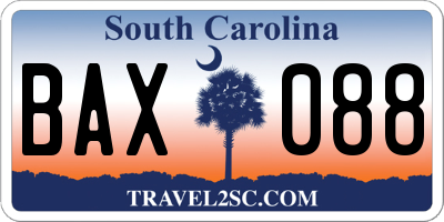 SC license plate BAX088