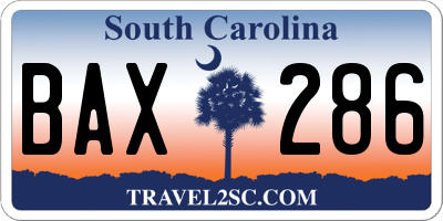 SC license plate BAX286