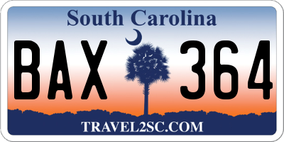 SC license plate BAX364