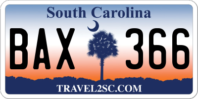 SC license plate BAX366
