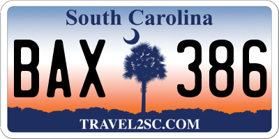 SC license plate BAX386