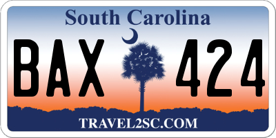 SC license plate BAX424