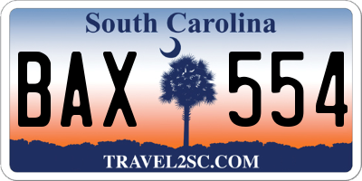 SC license plate BAX554