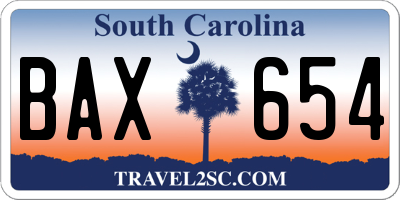 SC license plate BAX654