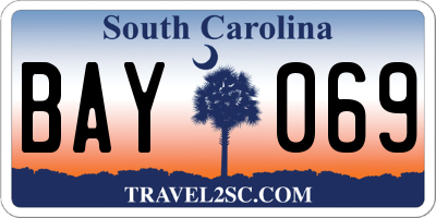 SC license plate BAY069