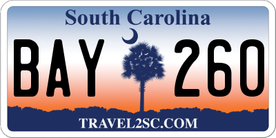 SC license plate BAY260
