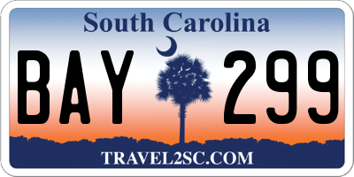 SC license plate BAY299