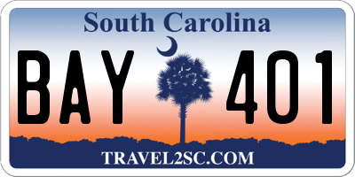 SC license plate BAY401
