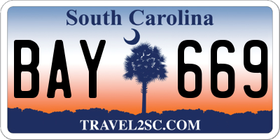 SC license plate BAY669