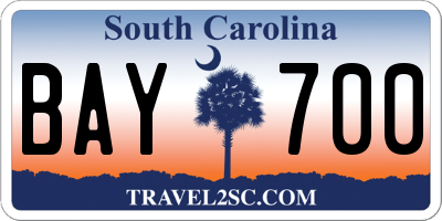 SC license plate BAY700