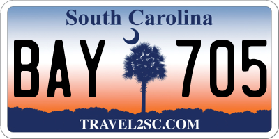 SC license plate BAY705