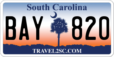 SC license plate BAY820