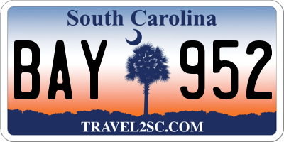SC license plate BAY952
