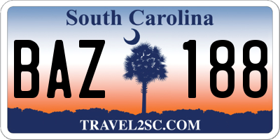 SC license plate BAZ188