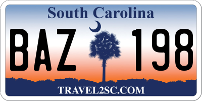 SC license plate BAZ198